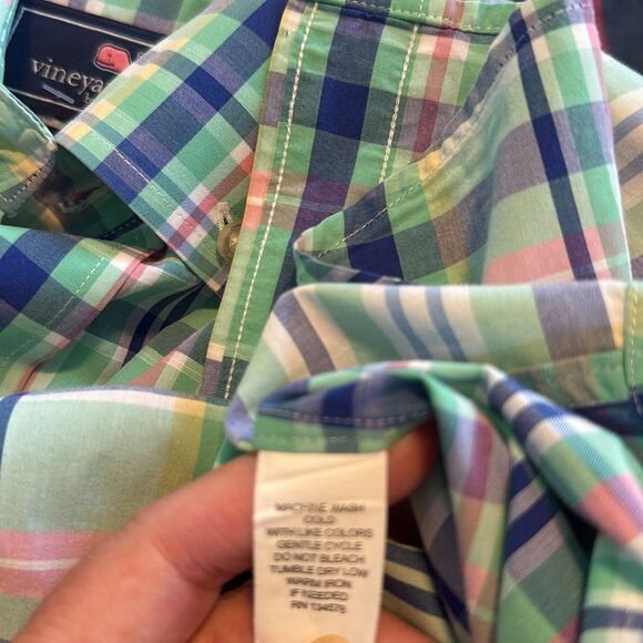VINEYARD VINES SLIM FIT TUCKER SHIRT PLAID BRIGHT PASTEL PREPPY COTTON MEN'S XS - Picture 7 of 7